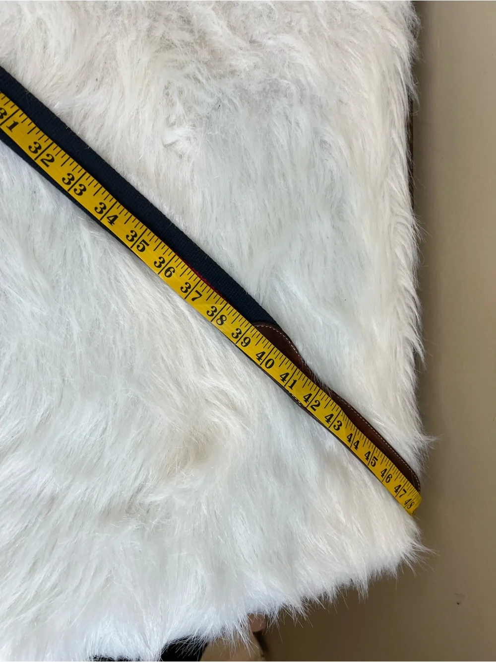 Orvis Surcingle navy and red cotton webbed belt with leather and brass 44
